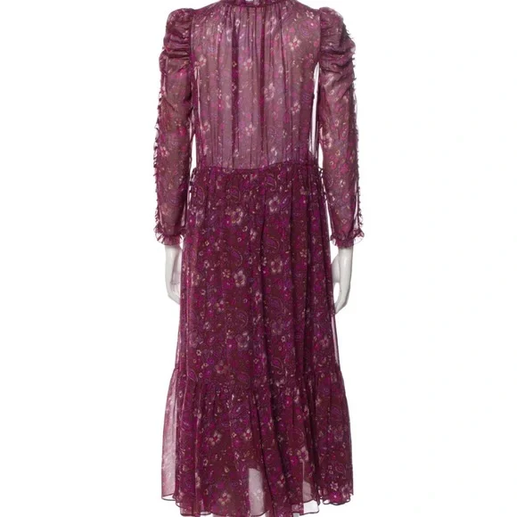 Ulla Johnson Floral Midi Dress in Purple - Picture 2 of 13